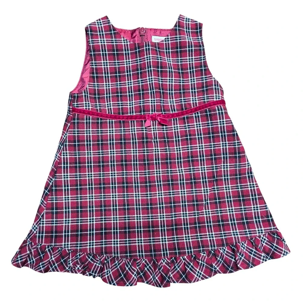 Gymboree 12 mo Red Plaid Sleeveless Jumper Dress and Diaper Cover Set Holiday